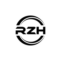 RZH letter logo design with white background in illustrator, vector logo modern alphabet font overlap style. calligraphy designs for logo, Poster, Invitation, etc.