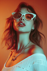 Fototapeta premium portrait of a woman in sunglasses,ai