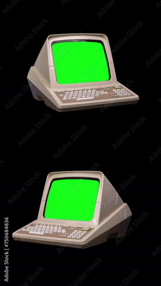 Aufkleber vintage computer system in vertical