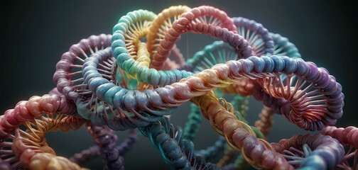 Multicolored polynucleotide consisting of polymers forming protein structure or macromolecules - obrazy, fototapety, plakaty