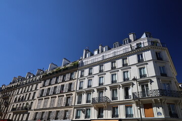 charming facade of residential building , real estate in paris historical center