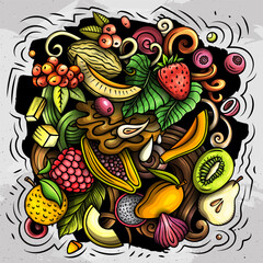 Fresh Fruits cartoon vector doodles illustration