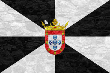 Flag of Ceuta on a textured background. Concept collage.