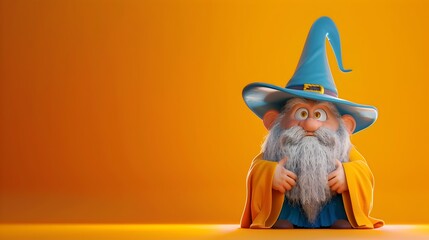 Vibrant Cartoon Wizard and Gnome on Textured Orange Background