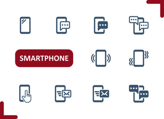 Smartphone Icons. Mobile Phone, Telephone, Phone Call, Text Message, Texting Icon
