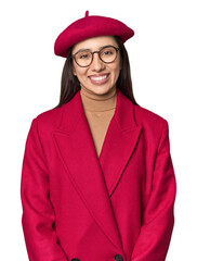 Young Caucasian in Parisian artist look