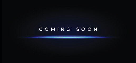 coming soon on dark background with blue glowing lights vector