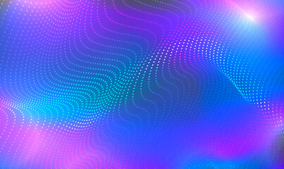 Abstract Futuristic Colorful Waving Particle Dots Technology Background. Colored music wave. Big data digital code. Digital fractal pattern. AI Technology, Science, Music, Techno, Modern. Vector EPS10