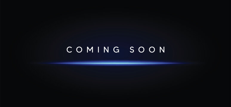 coming soon on dark background with blue glowing lights vector