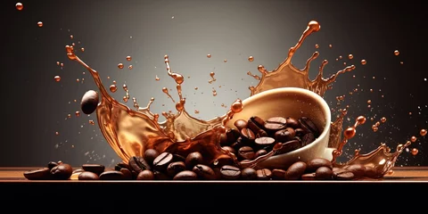 Fotobehang Coffee bean with splash of coffee © Влада Яковенко