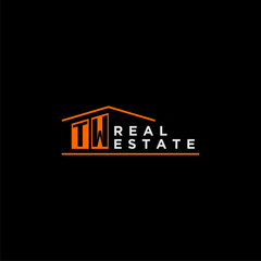 TW letter roof shape logo for real estate with house icon design