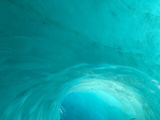 Ice cave on the Mer de Glace glacier, in the Chamonix Mont Blanc massif, Alps, France