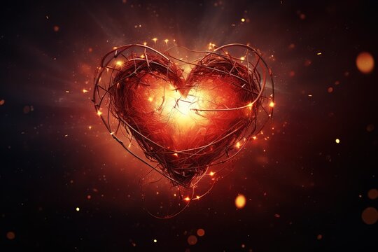 happy valentineday with sparkles and heart with texts written at the bottom