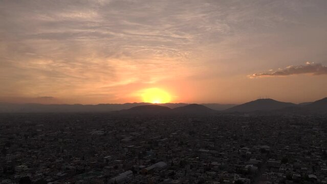 Dusk over ecatepec, Metropolitan Are, aerial view