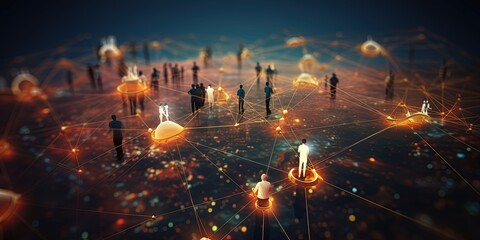 People network across the world. connected people. social media, influencer, networking abstract background. - obrazy, fototapety, plakaty
