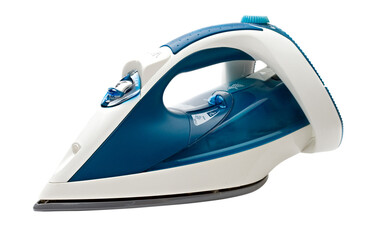 Blue electric iron on the white background - 750697874