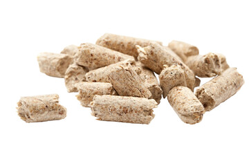 wooden pellets isolated on white
