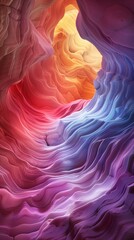 Obraz premium Cave with Pink and Yellow Rippled Forms