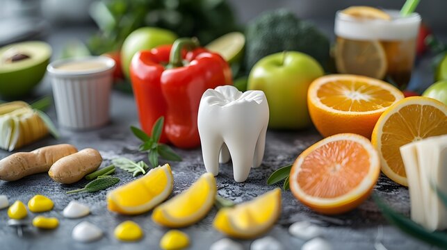 Colorful Ceramic Sculpture Promoting Dental Health and Healthy Diet