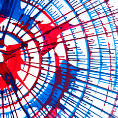 Abstract Art of Splattered Blue and Red Paint