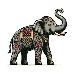 Fototapeta premium cute elephant vector on white background.