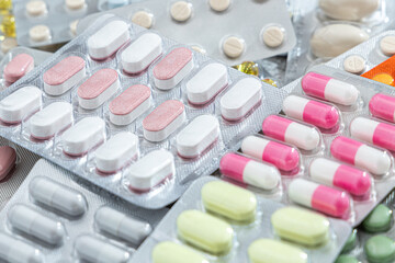 Variety of medicines and drugs.Medicine and healthcare concept.