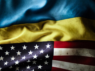 United States of America supporting Ukraine. Concept background