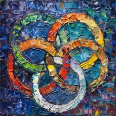 Colorful Abstract Painting of Olympic Rings