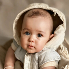 Ein niedliches Baby schaut in die Kamera