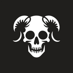 Skull Vector Icon. Black and white human skull