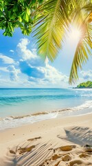 Fototapeta na wymiar Exotic Sunshine Beach. Paradise island place in ocean