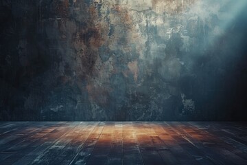 backdrop wall background with floor with texture grunge texture with relief spotlight illuminated - obrazy, fototapety, plakaty