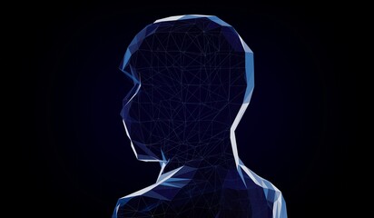 Geometrical wireframe man face - 3D illustration