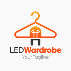 Vector Illustration for LED Wardrobe Logo: A Design Template Merging Concepts of a Hanger Fashion and LED Lamp Shape