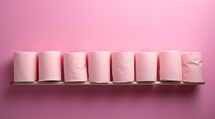 a row of toilet paper rolls - obrazy, fototapety, plakaty