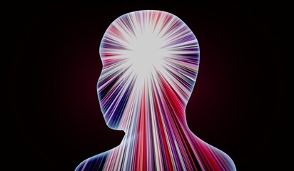 Geometrical man face with abstract lines - 3D illustration