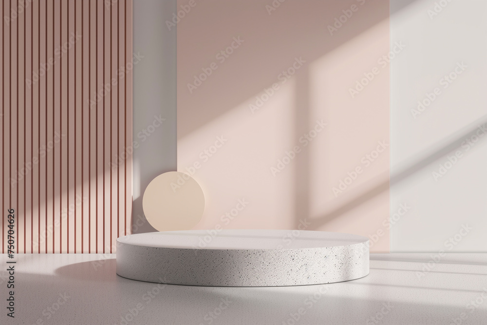 Aufkleber A minimalist geometric mockup scene featuring clean lines and subtle shapes, with a sleek design platform positioned at the center.
