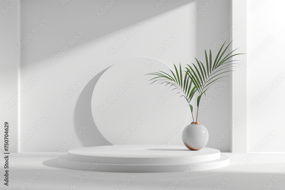 Aufkleber A minimalist geometric mockup scene featuring clean lines and subtle shapes, with a sleek design platform positioned at the center.