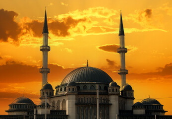 View of Taksim Mosque with its wonderful architecture in Taksim Square. Islamic architecture....