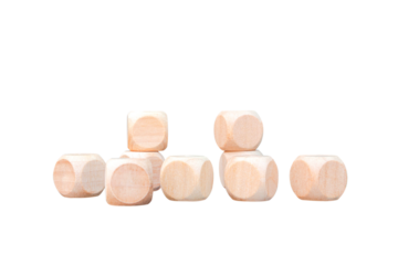 Wooden geometric shapes cube for conceptual design. Education , Business, Game. isolated on  white background.PNG