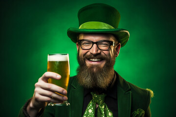 Saint patrick irish holiday celebration Generative Ai green colored illustration
