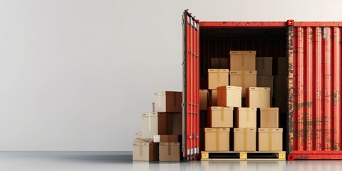 Logistics of filling shipping containers with packing boxes