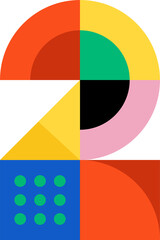 Colorful Geometric Digit 2