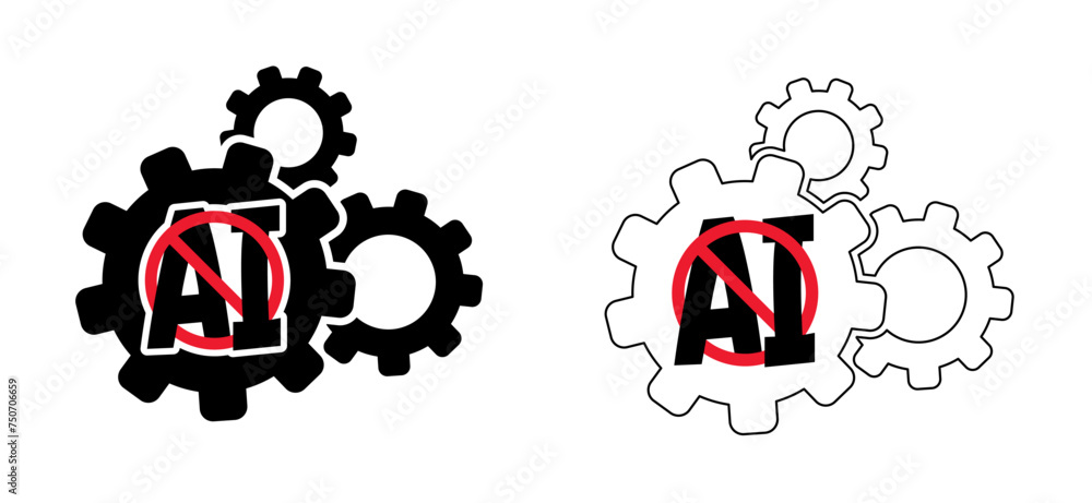 Poster stop, no ai text, image generator. forbidden, artificial intelligence ai. technology, artificial int