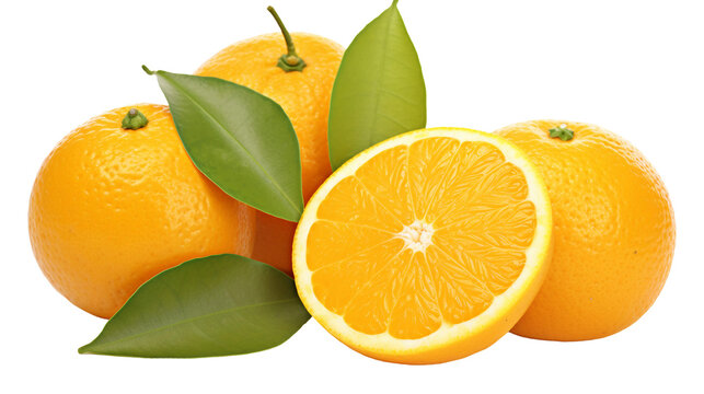 Vibrant Organic Citrus Fruit with Fresh Leaves on transparent background, a Healthy and Juicy Summer Harvest