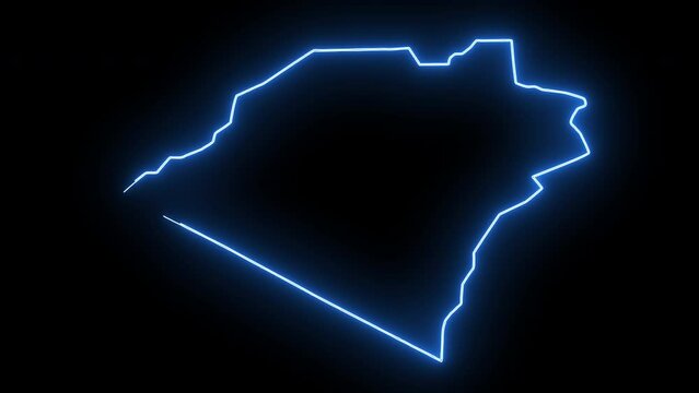 map of Karbala in iraq with glowing neon effect