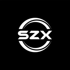SZX letter logo design with black background in illustrator, vector logo modern alphabet font overlap style. calligraphy designs for logo, Poster, Invitation, etc.