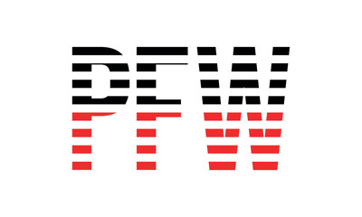 PFW three initial letter iconic line negative space minimal logo design vector template. monogram, abstract, wordmark, business, typography, minimalist, brand, company, flat, modern, unique, simple