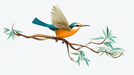 Fototapeta premium Bird Perched on Tree Branch