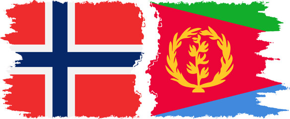 Eritrea and Norwegian grunge flags connection vector